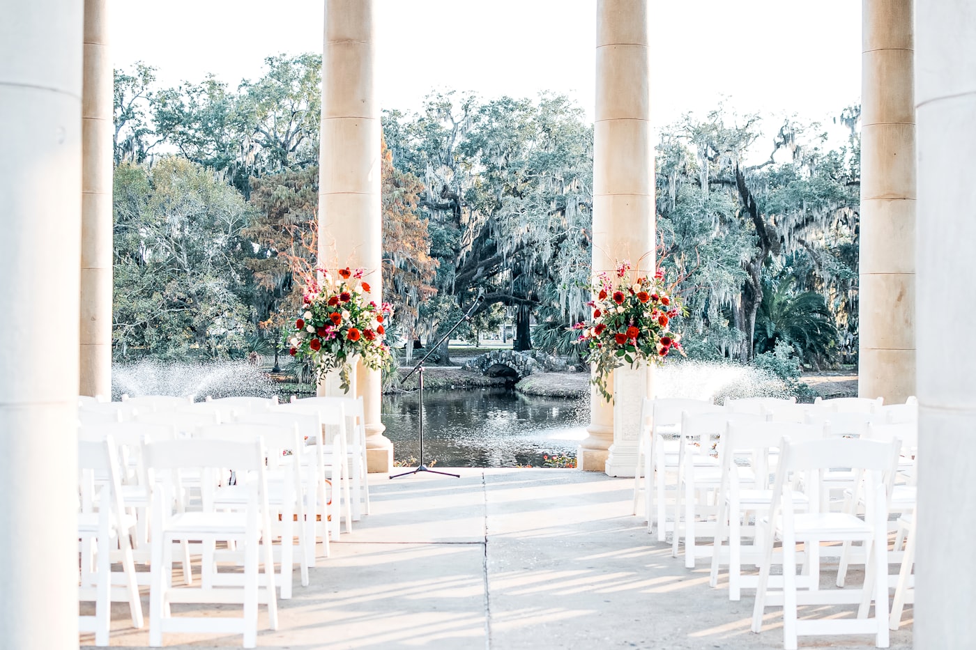 A candlelit ceremony setting